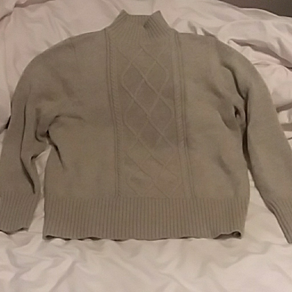 Mockneck cable sweater